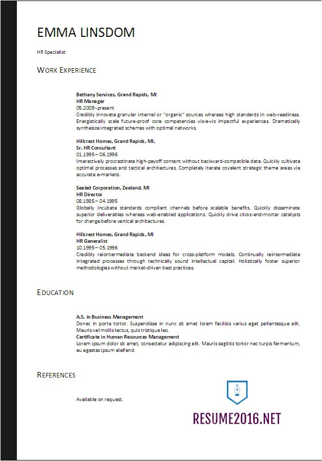 resume format 2017