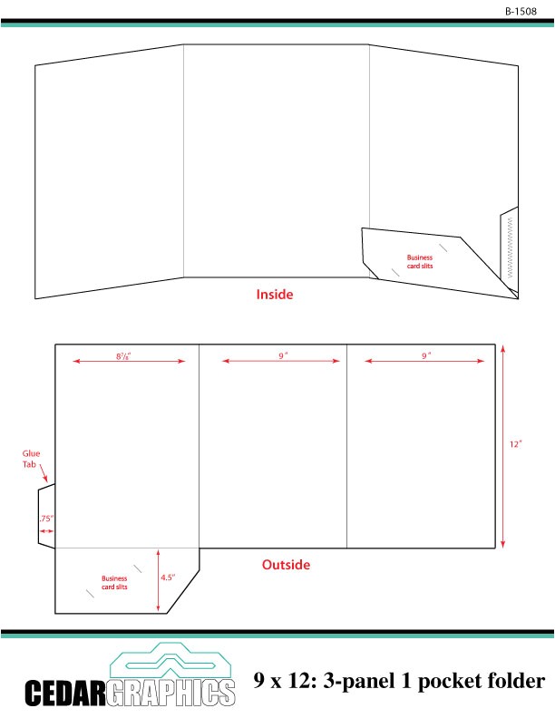 three panel one pocket folder template