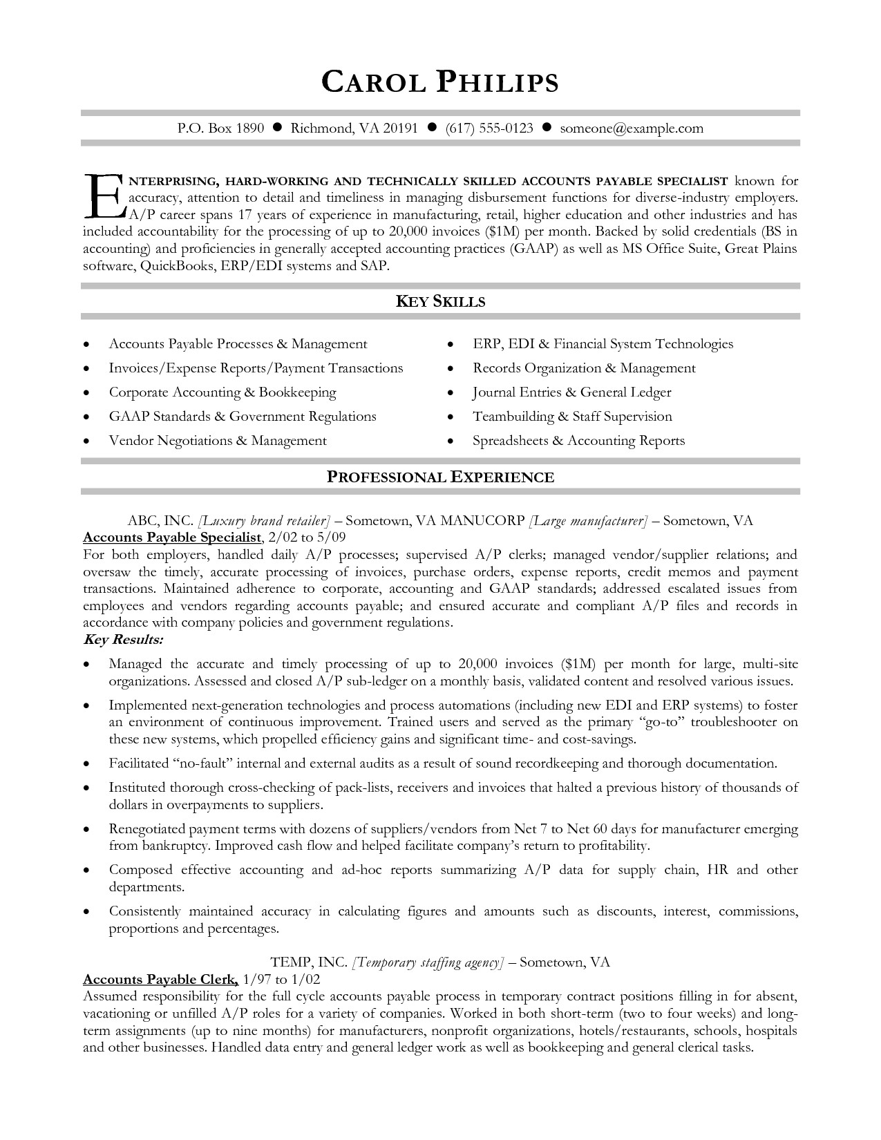 lecker accounts receivable specialist resume payroll manager examples ed