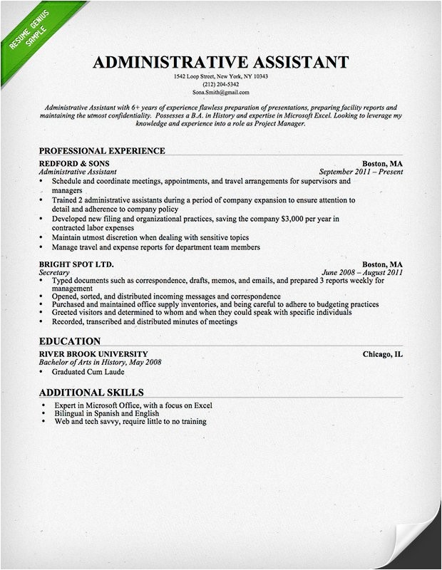 administrative assistant resume example