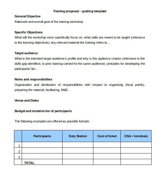 sample training proposal template