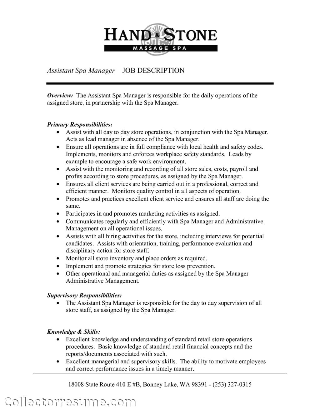 assistant front office manager sample resume