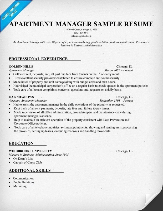 assistant property manager resume template