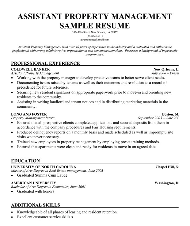 Assistant Property Manager Resume Sample assistant Property Manager Resume Template Resume Builder