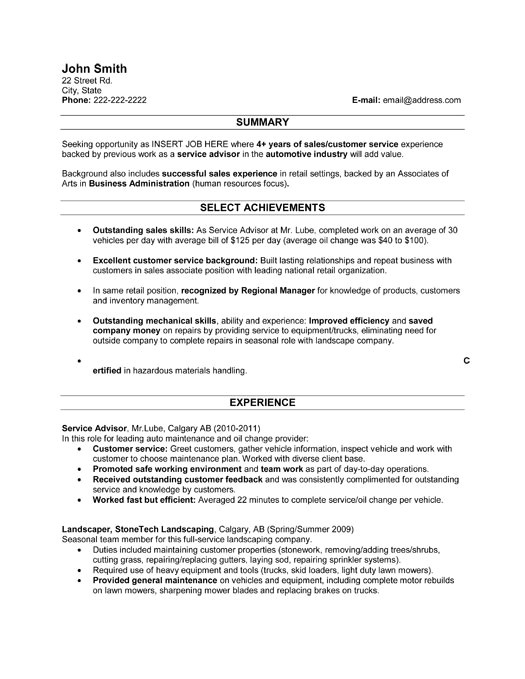Auto Service Advisor Resume Sample Service Advisor Resume Sample Template
