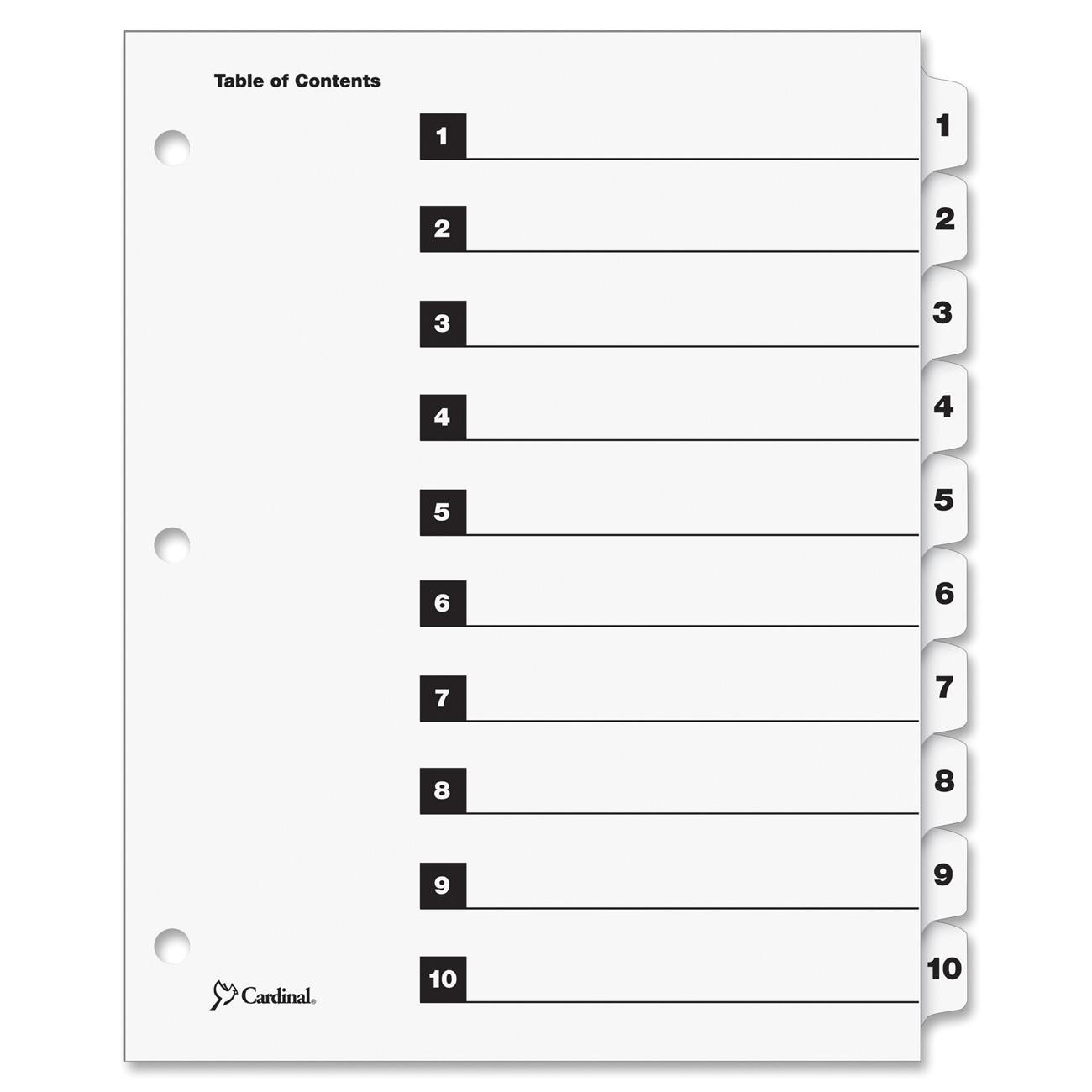 cardinal crd61013cb onestep printable table of contents and dividers