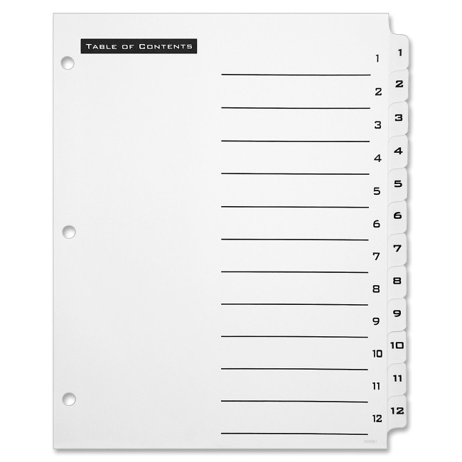 ave11672 avery 11672 blackand white table of content tab dividers