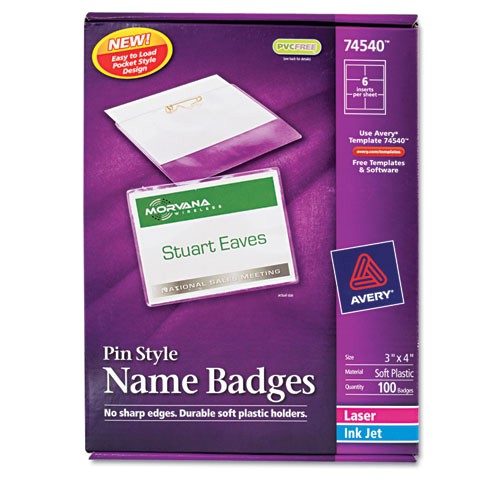avery pin style name badges 74540