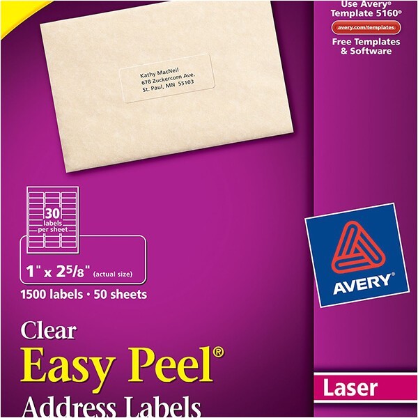 avery easy peel clear address labels 5660