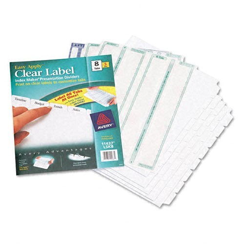 avery 8 tab 11 x 8 5 clear label punched dividers 5 sets 11437