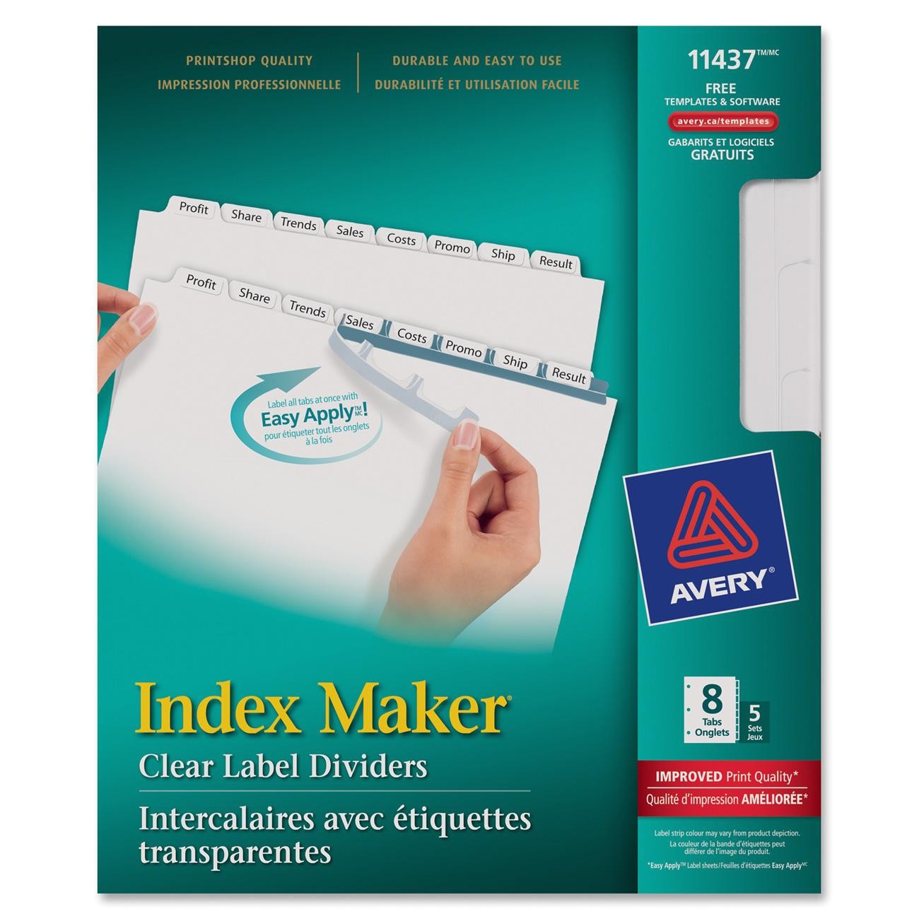 ave11437 avery lsk8 index maker clear label divider with tabs