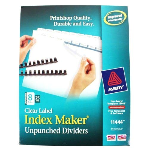avery 8 tab 11 x 8 5 clear label unpunched dividers 25pk 11444