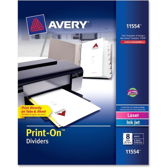 Avery 8 Tab Template 11554 Avery 11554 Customizable Print On Dividers 8 Print On Tab