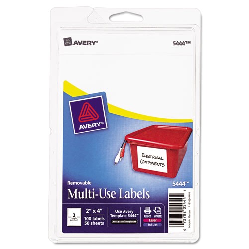 print or write removable multi use labels 2 x 4 white 100pack ave05444