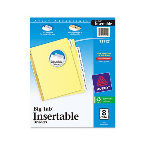 Avery Big Tab 8 Template Avery Insertable Big Tab Dividers Ave11112 Shoplet Com