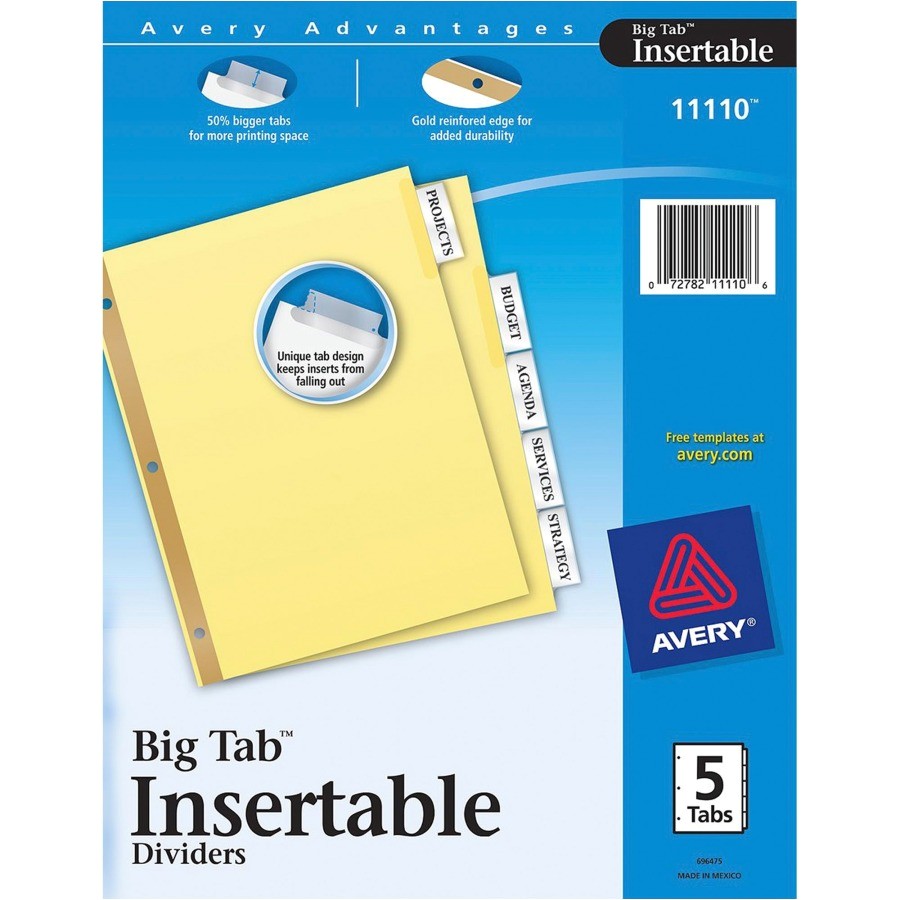 avery worksaver big tab insertable divider ave11110 bulk