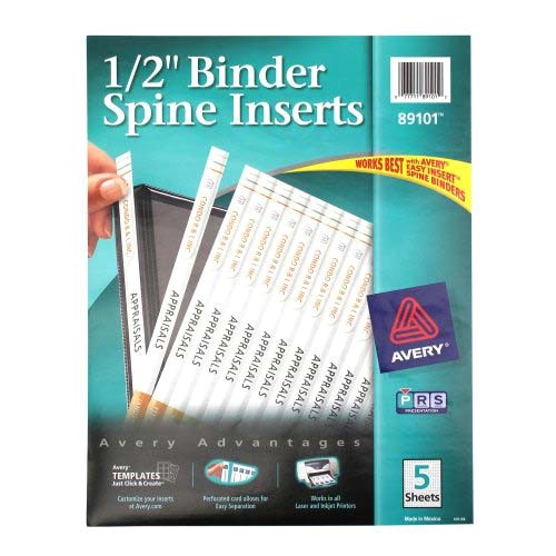 Avery Binder Templates 1 1/2 Inch Avery 1 2 Quot White Binder Spine Inserts 1pk Of 80 89101