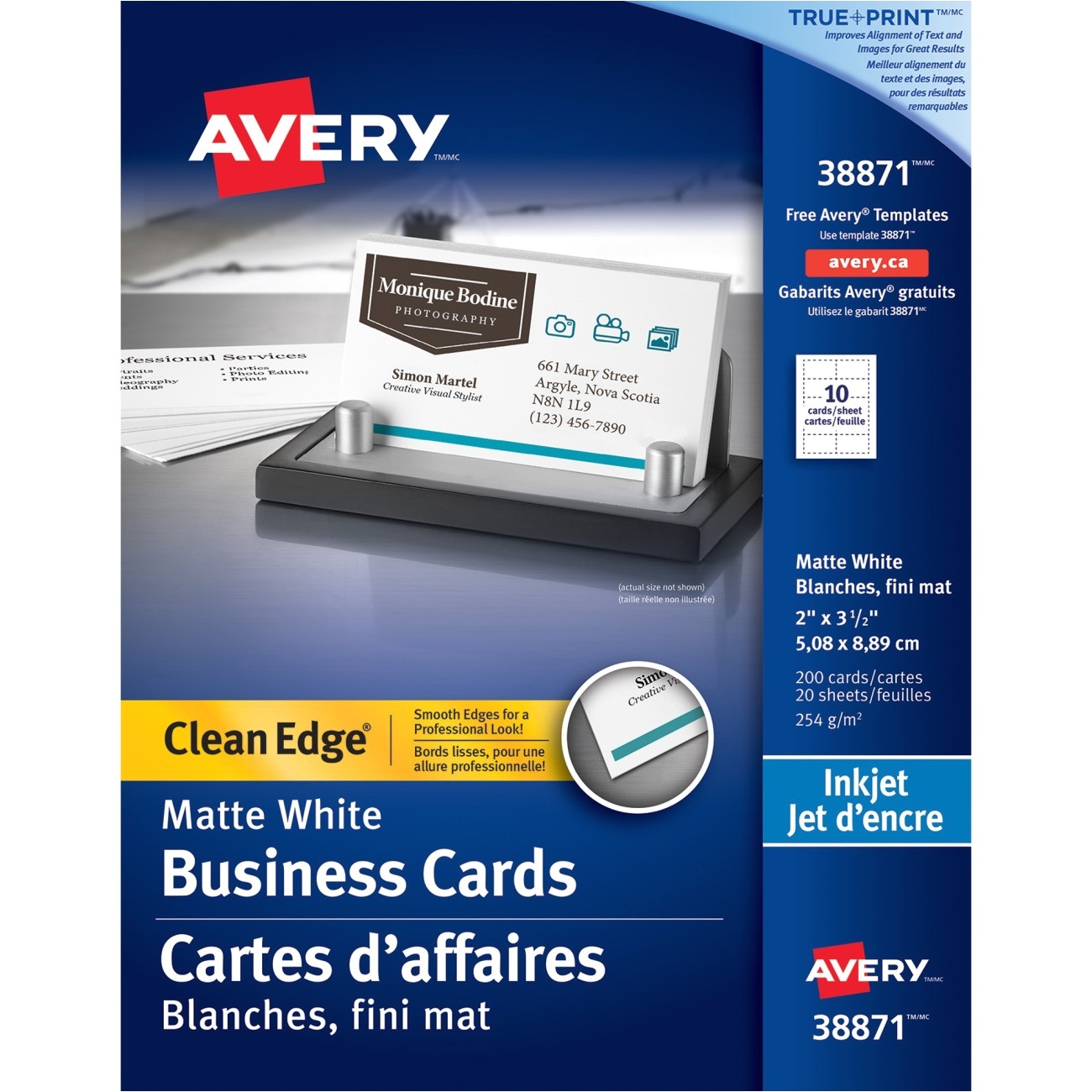 avery 38871 clean edge business card 2 x 3 5 matte 150 pack white