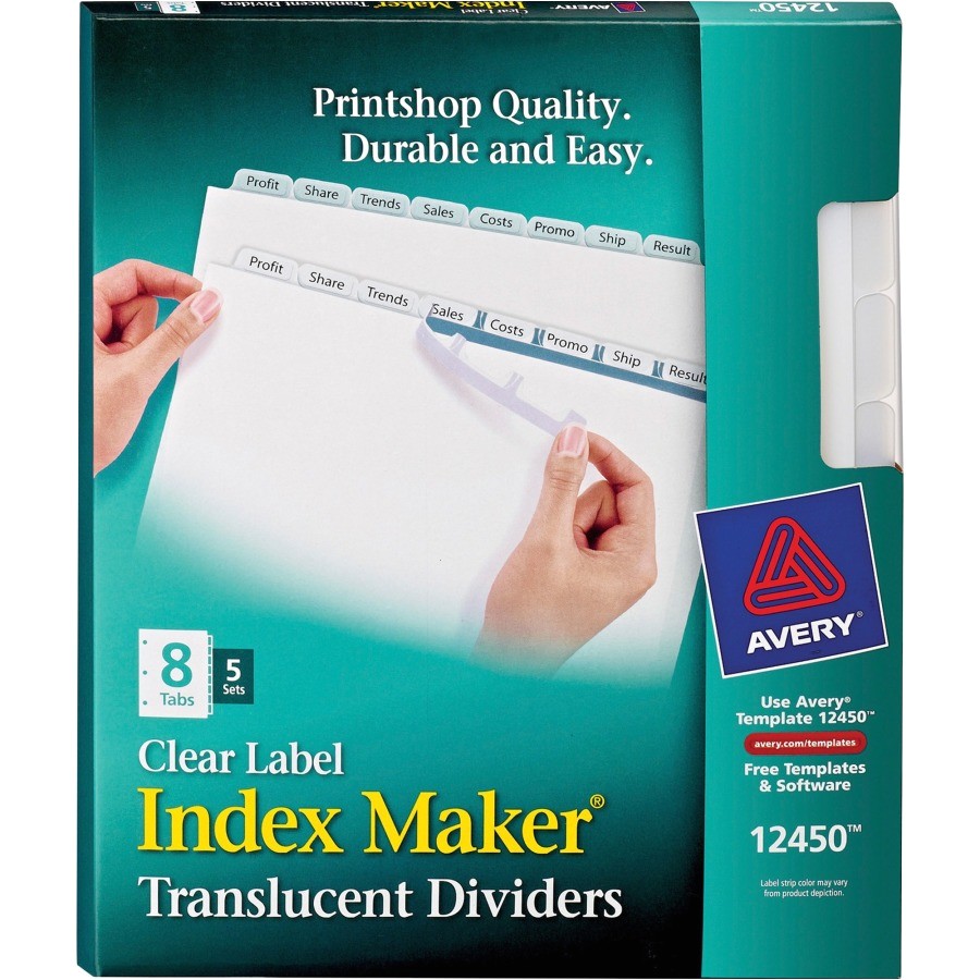 avery index maker easy apply clear label divider ave12450