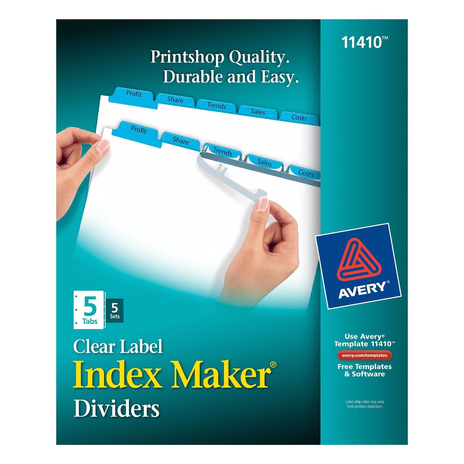 avery index maker clear label dividers easy apply label strip 5 tab blue