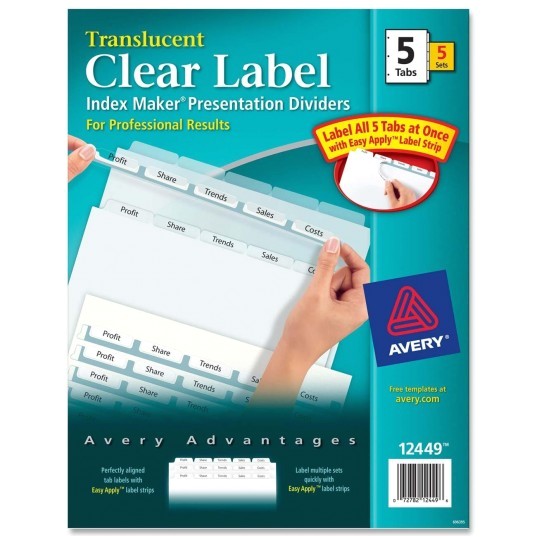 avery ave12449 index maker easy apply clear label divider