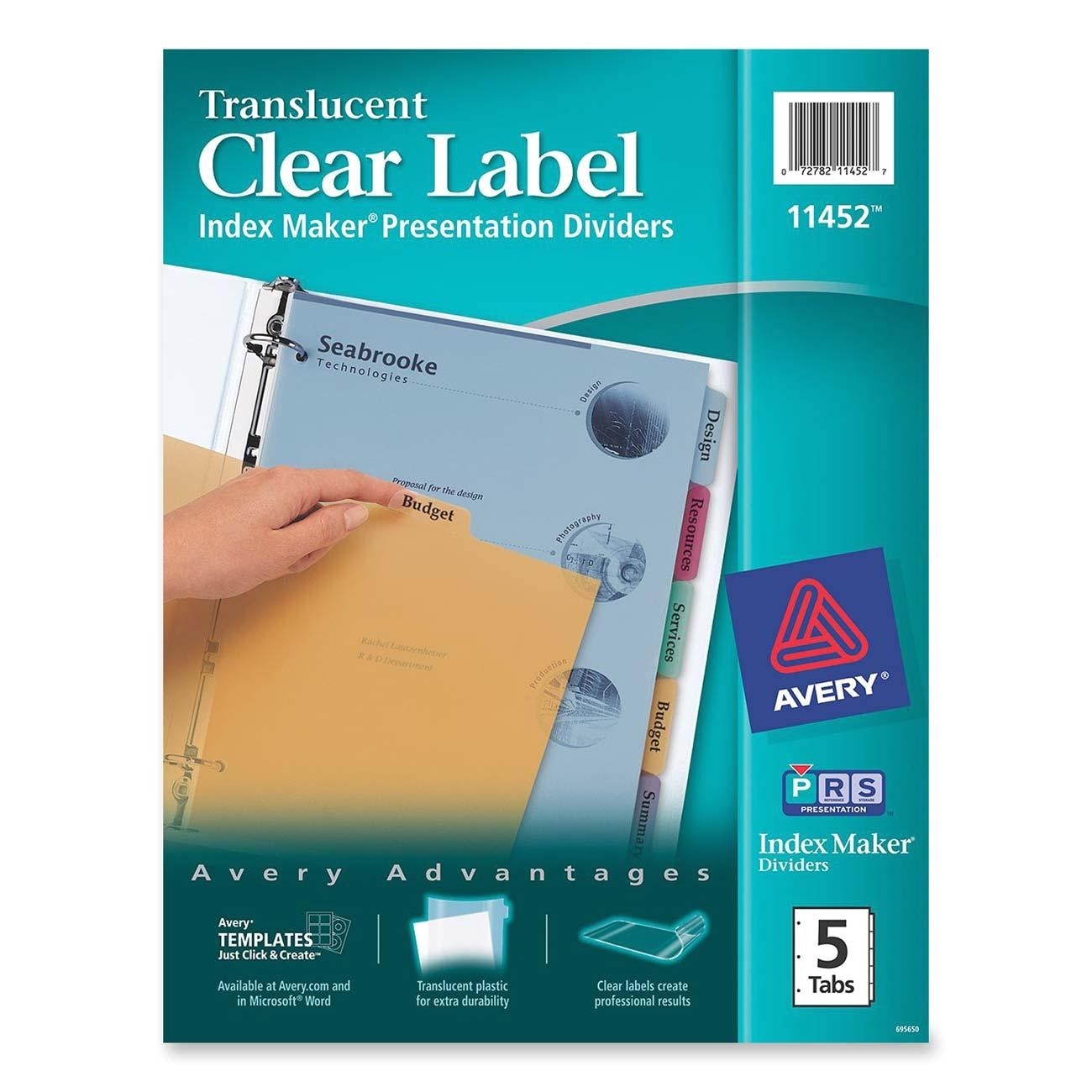 avery ave11452 index maker translucent clear label divider