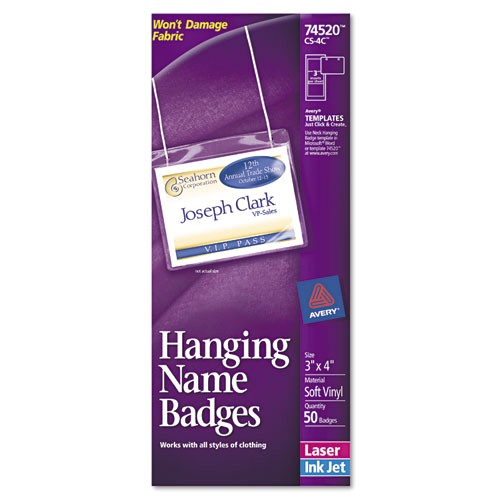 avery hanging name badges 74520