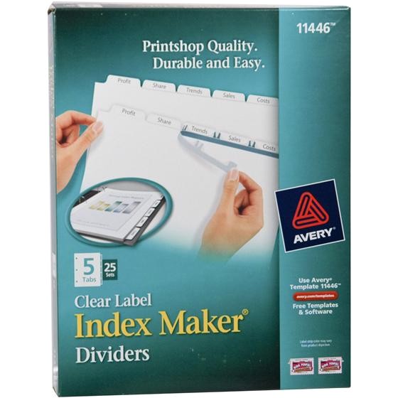 Avery Index Maker 5 Tab Template 11446 Avery 11446 Clear Label Index Maker Dividers nordisco Com
