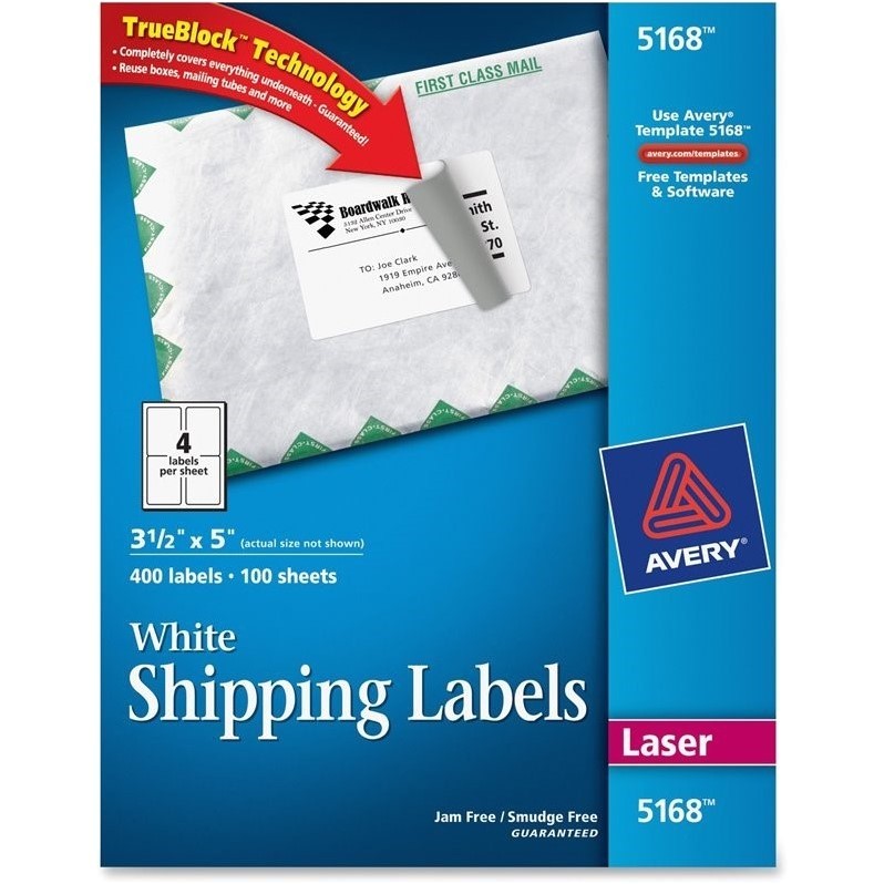 avery easy peel white shipping labels ave5168