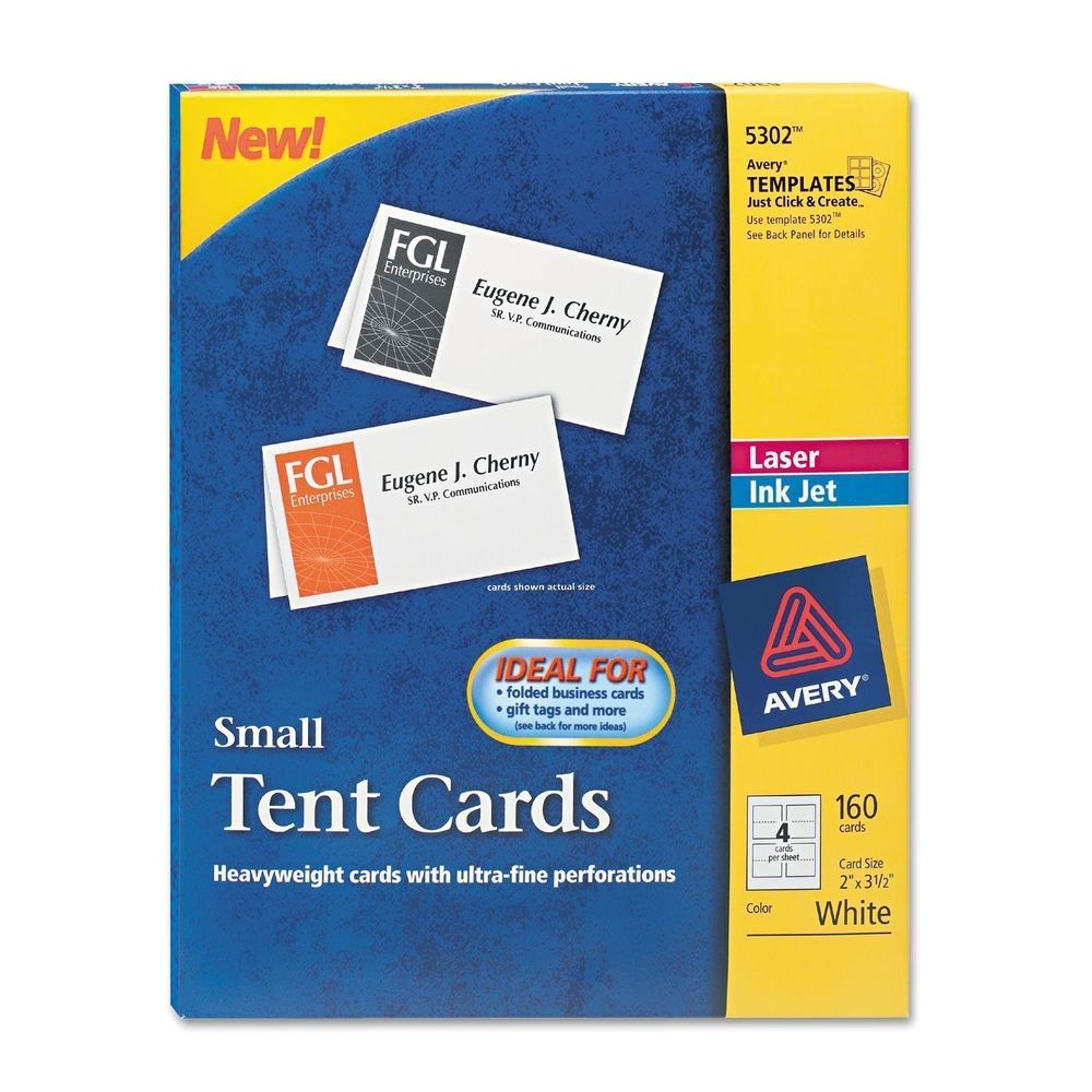 Avery Large Tent Card Template Avery 5302 Tent Cards Inkjet Laser Small 160 Cards New