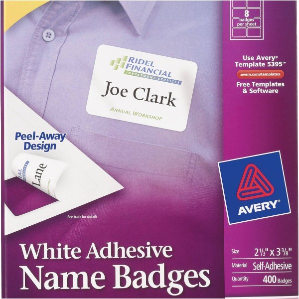 avery white adhesive name badges 5395