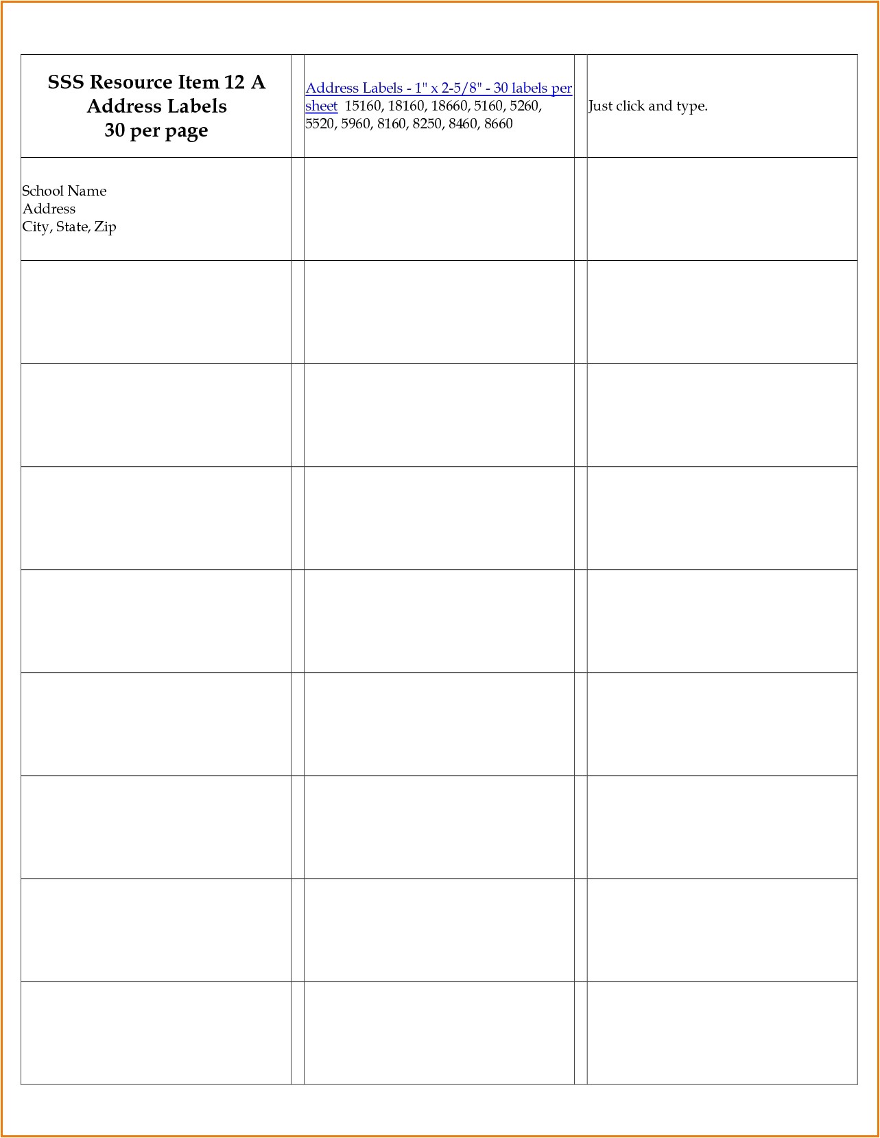 word label template 8 per sheet