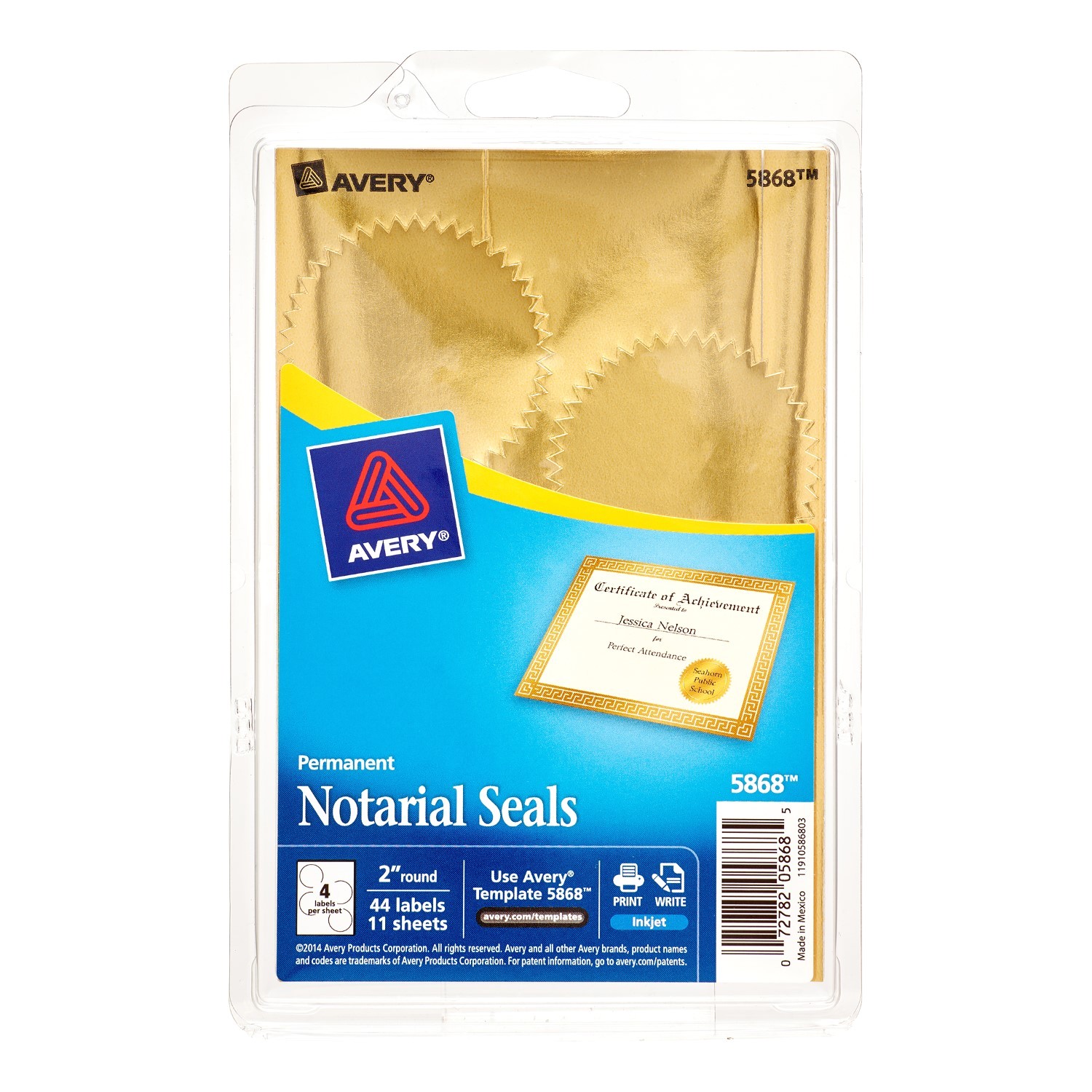 Avery Notarial Seals 5868 Template 1 Avery Notarial Seals 5868 Template Avery Print or Write Notarial Seals 2 In Diameter Gold