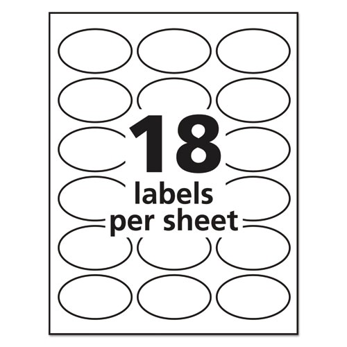 oval print to the edge easy peel labels 1 12 x 2 12 glossy white 180pack ave22804