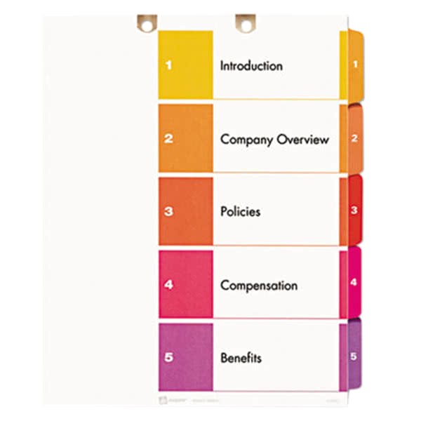 Avery Ready Index 5 Tab Table Of Contents Template Avery 13156 Ready Index 5 Tab Multi Color Customizable