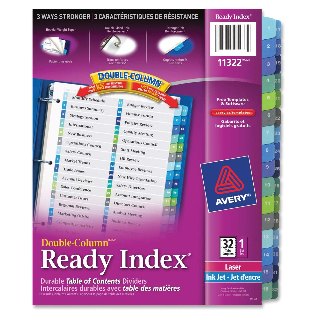 avery ave11322 double column index divider