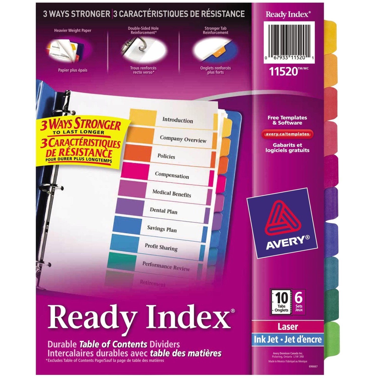 avery ready index unprinted tab 10 x tab blank 6 set multicolor tab