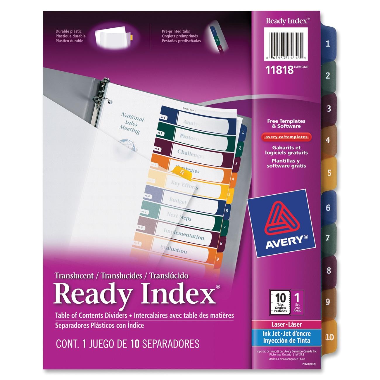 Avery Ready Index Template 11818 Avery Ready Index Translucent Table Of Content Dividers