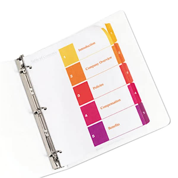 Avery Ready Index Template 5 Tab 11187 Avery 11187 Ready Index 5 Tab Multi Color Table Of