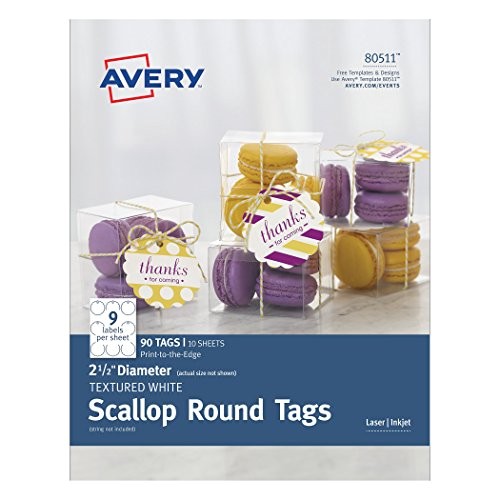 avery textured white scallop round paper tags 2 12 b00sscge6q