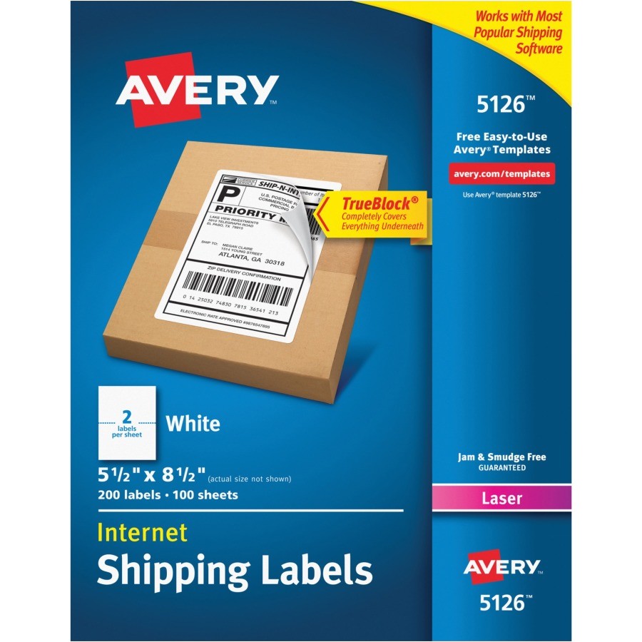 avery white shipping labels ave5126