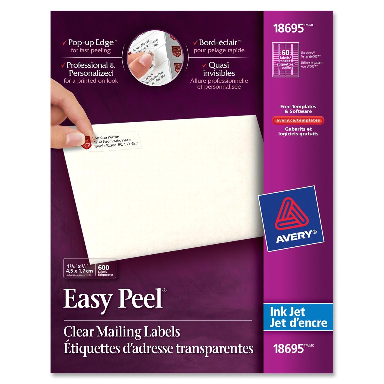 avery easy peel mailing label 600 per pack