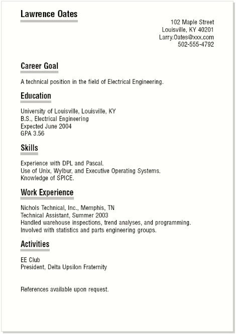 basic resume templates for high school students