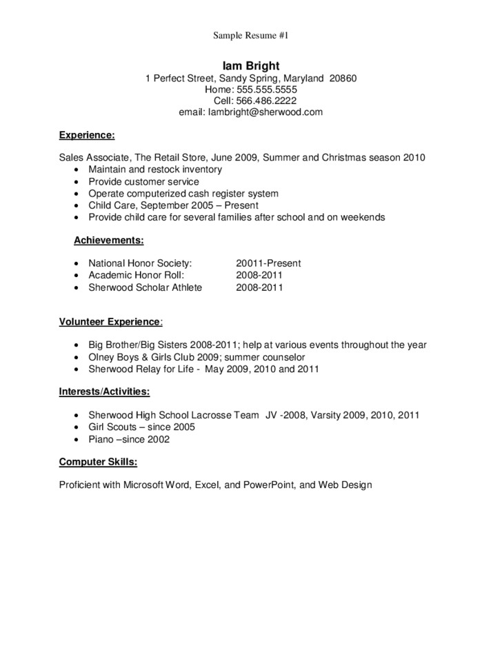 free sample resume for high school graduate