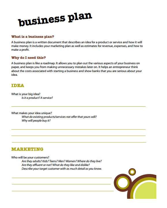 simple business plan template