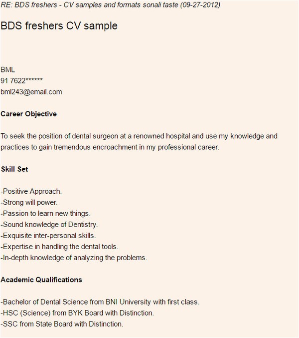 Bds Fresher Resume Sample 10 Dentist Resume Templates Free Pdf Samples Examples