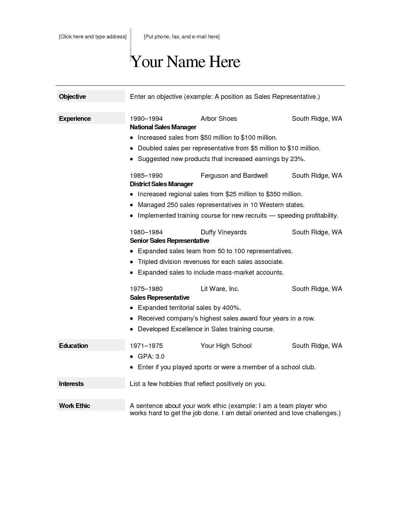 microsoft word resume template download