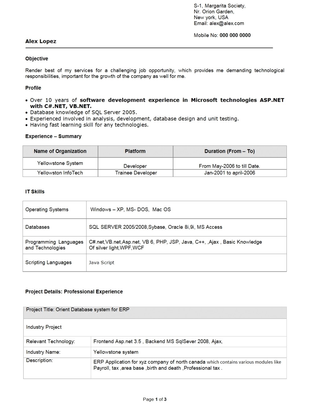resume samples for freshers software engineers