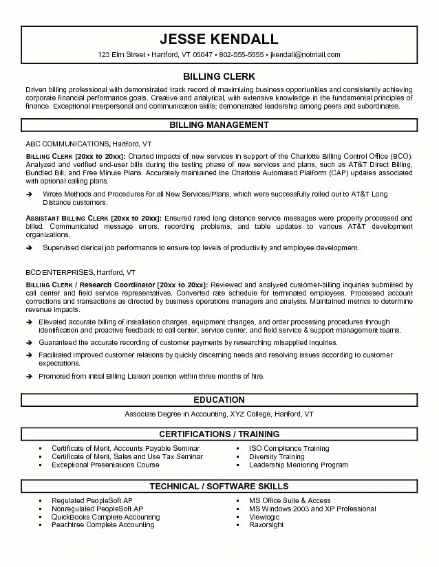 medical billing resume sample