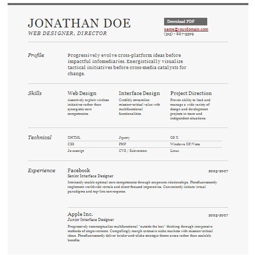 bold resume template
